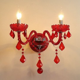 European Crystal Sconce Wall Light Red Colour Light