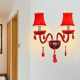 European Wall Light Crystal Sconce Red Colour