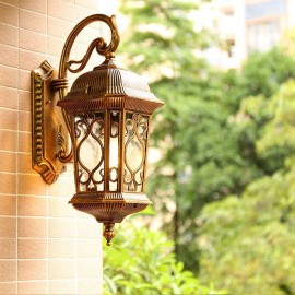 European Retro Outdoor Wall Sconce Waterproof Carved Wall Light