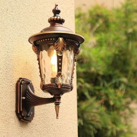 European Retro Outdoor Wall Sconce Waterproof Carved Wall Light Garden Balcony Courtyard