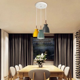 Nordic Simple Macaron Pendant Light Iron Arti Three Lights Restaurant