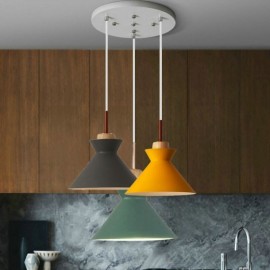 Nordic Macaron Kitchen Island 3-Light Pendant Lighting Simple Iron Arti Three Lights Restaurant