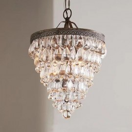 American Crystal Ceiling Light Country Retro Round Pendant Light