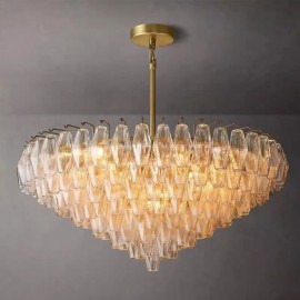 American Pendant Light Glass Ceiling Light Amber/Transparent 90cm 14 Lights