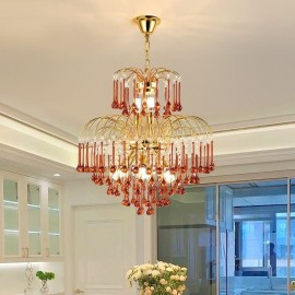 Crystal Pendant Light Elegant Villa Duplex Decorative Ceiling Light