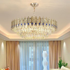 Golden Feather Crystal Pendant Light Villa Duplex Decorative Ceiling Light