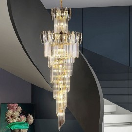 Crystal Pendant Light Villa Duplex Tapered Decorative Ceiling Light 70cm