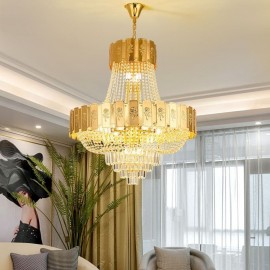Gold Crystal Pendant Light Elegant Decrative Ceiling Light 80cm