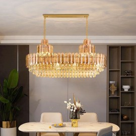 Crystal Pendant Light Rectangular Luxury Decrative Ceiling Light 100cm