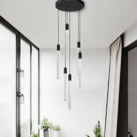 Pendant Light Black Crystal Column Cluster Ceiling Light