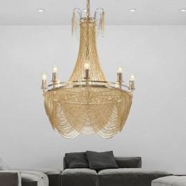 Aluminum Chain Pendant Light Creative Light Luxury Tassel Decorative Light Gold/Silver