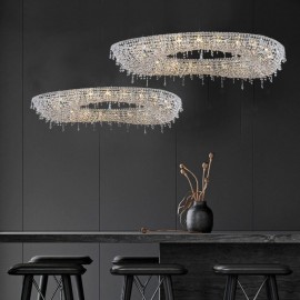 Crystal Pendant Light Modern Luxury Oval Ceiling Light
