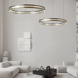 Glass Ceiling Light 60+80CM Circle Decoration Double Circle Pendant Light Trichromatic Dimming