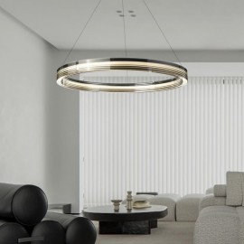 Pendant Light 60/80CM Circle Glass Ceiling Lamps Trichromatic Dimming