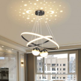 Modern Pendant Light Wrought Iron Silicone Double Circle Ring Ceiling Light