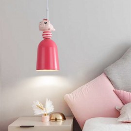 Modern Pendant Light Wrought Iron Pink Resin Piggy Ceiling Light