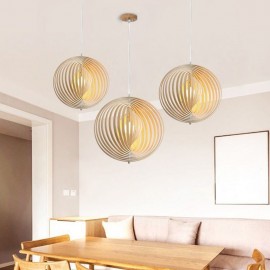 Modern Round Ball Chandelier Basswood Pendant Lamp Dinning Room