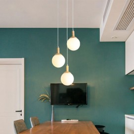 Japanese Wooden Pendant Lights Nordic Glass Hanging Lamp