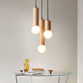 Japanese Wood Pendant Light 3 Lights Hanging Light