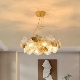 European Glass Hanging Light Fan Shaped Art Chandelier
