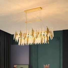 Artistic Glass Chandelier Feather Oval Pendant Light