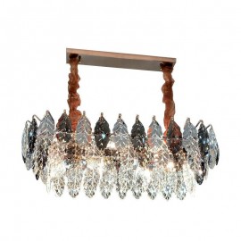 European Iron Pendant Light Creative Leaf Glass Chandelier