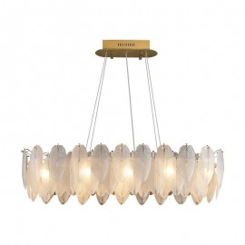 Artistic Glass Chandelier Feather Round Pendant Lighting
