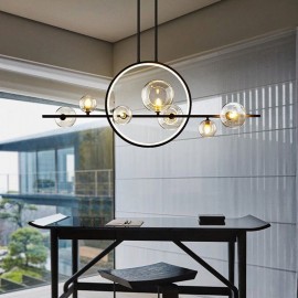 Modern Metal Chandelier Clear Glass Bubbles Pendant Lampss Kitchen