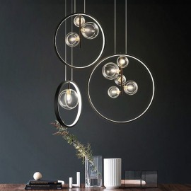 Nordic Pendant Light Glass Bubbles Circle Chandelier Modern Parlor Lamp