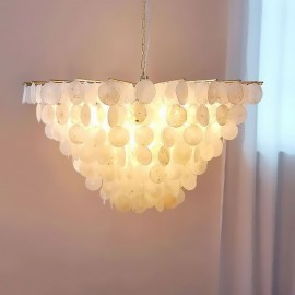Natural Shell Chandelier Round Layered Hanging Light Dining
