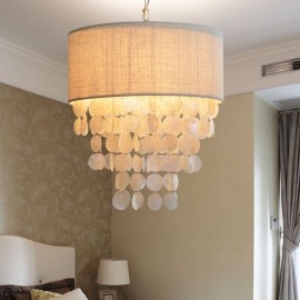 Contemporary Pendant Light Jellyfish Shells Lighting With Cylinder Lamp Shade