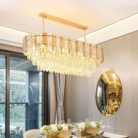 Modern Crystal Pendant Light Luxury Oval Hanging Light Villa