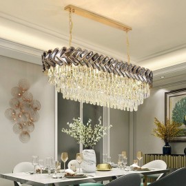 European Crystal Pendant Light Luxury Oval Ceiling Light Villa