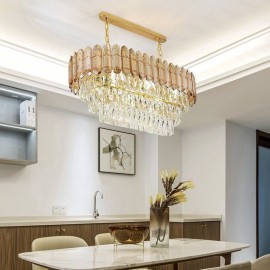 Modern Crystal Pendant Light Luxury Oval Ceiling Light Villa