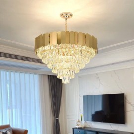 Modern Elegant Crystal Pendant Light Conical Ceiling Lamp