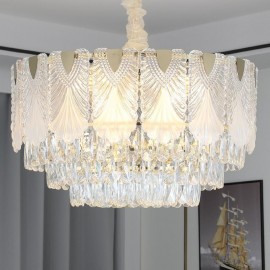 Crystal Pendant Light Lacy Round Ceiling Lighting Fixture