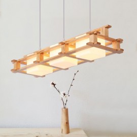 Creative 3 Lights Oak Pendant Lamp Decorative Wood Ceiling Light Cafe