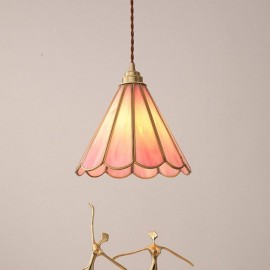 Japanese Style Glass Pendant Light Retro Petal Light Fixture