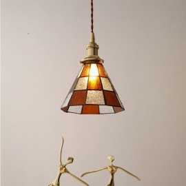 Retro Lattice Glass Pendant Lamp Japanese Style Lighting