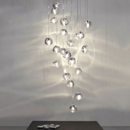 Modern Crystal Cluster Pendant Light Unique Crystal Lamp Shade Duplex Stair