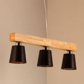 Nordic Wood Chandelier Unique Straight Pendant Light Cafe