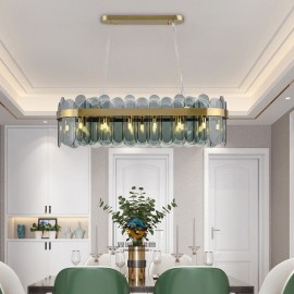 Minimalist Glass Pendant Light Unique Color Rectangle Ceiling Light Kitchen Island