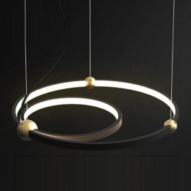 Circle Pendant Light Fixture Black 2 Rings