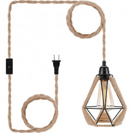 Retro Pendant Light Hemp Rope Ceiling Light 5M Hanging Wire