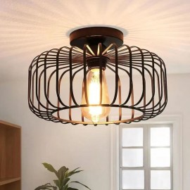 Simple Flush Mount Iron Bird Cage Ceiling Light