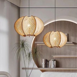 Nordic Pendant Light Retro Wabi-Sabi Style Handmade Solid Wood Ceiling Light