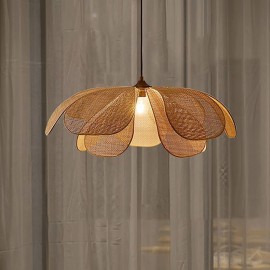 Rattan Petal Pendant Light Wabi-Sabi Style Hand-Woven Rattan Ceiling Light