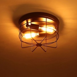 Industrial Metal Cage Ceiling Light E26/E27 Rustic Flush Mount Lamp Fixture