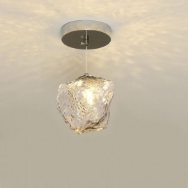 Glass Pendant Light Retro Decorative Lamp Ice Cube Shaped Lampshade