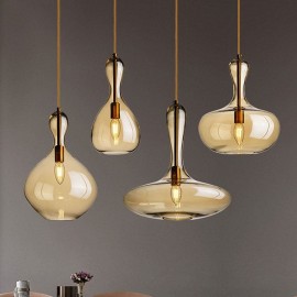 Nordic Glass Pendant Light Amber Shade Ceiling Light